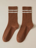 Double Stripe Socks in Light Coffee