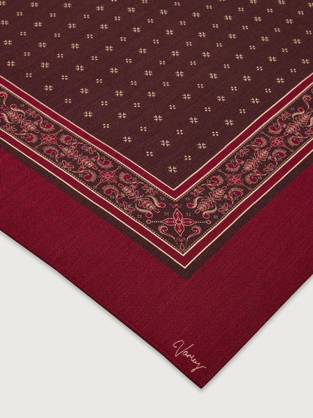 Wool Blend Border Scarf in Rumba Rose