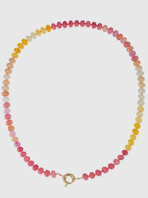 Toggle Stone Beaded Necklace in Pink & Orange
