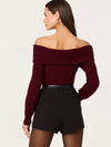 Tilde Off The Shoulder Sweater in Wine