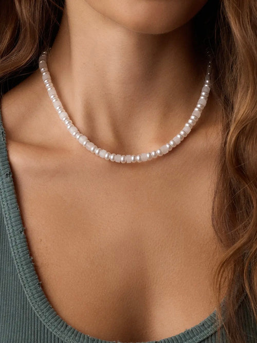 Harbor Statement Necklace in White Jade