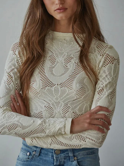 Off The Mock Top in Cream