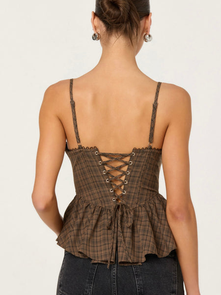 Baylin Top in Brown Plaid