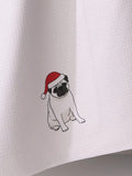 Merry Pug Tea Towel in Fawn
