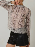 Slinking Along Blouse in Grey Snake
