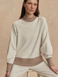 Loxley Raglan Boyfriend Sweat in Ivory & Taupe Marl
