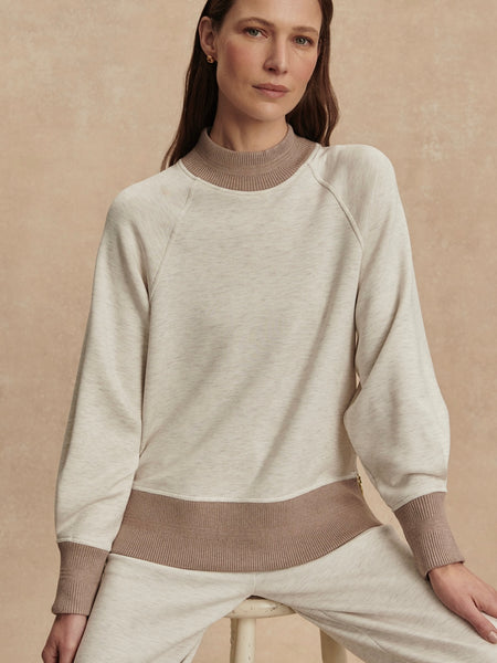Loxley Raglan Boyfriend Sweat in Ivory & Taupe Marl