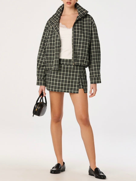 Tessa Skort in Black Green Plaid