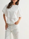 In The Blink Of An Eyelet Blouse in Off White