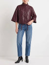 Vivianne Faux Leather Cape in Wine