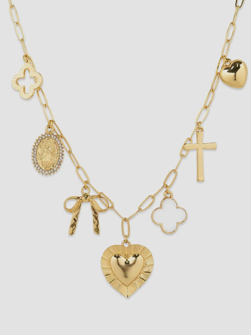 Bow & Heart Charm Necklace