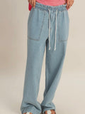 So Soft Drawstring Pants in Light Blue