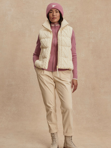 Irina Cable Knit Gilet in Egret