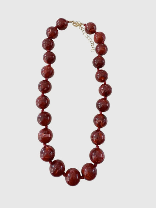Mabry Chunky Beaded Necklace in Maroon