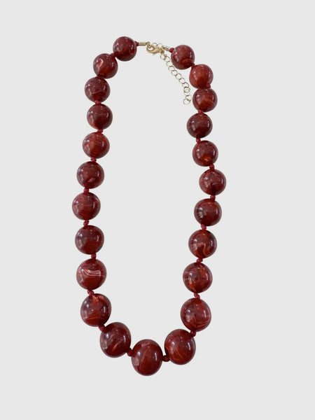 Mabry Chunky Beaded Necklace in Maroon