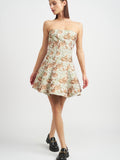 Kayla Brocade Mini Dress in Peach Combo