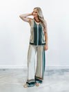 Border Stripe Wide Leg Pants in Natural Desert