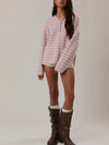 Get With Gingham Henley Sweater in Pink