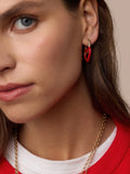 Open Heart Enamel Padlock Hoops in Red