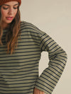 Extra Olives Striped Top in Moss & Navy