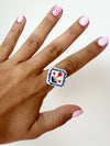 Quilt Square Porcelain Ring in Floral