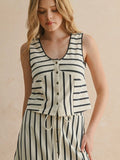 Cute As A Button Stripe Tank in White & Black