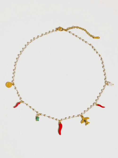 Praiano Pepper & Pearl Charm Necklace