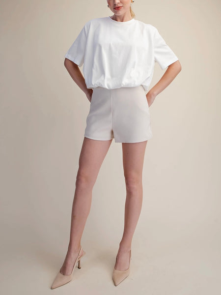 Bubbling Over Cropped Tee in White