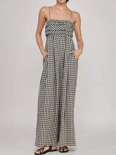 Going Gingham Jumpsuit in Black