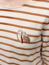 White Owls Striped Top in Beige