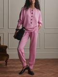 Reena Button Front Sweat in Moonlite Mauve