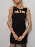 High Tie Mini Dress in Black