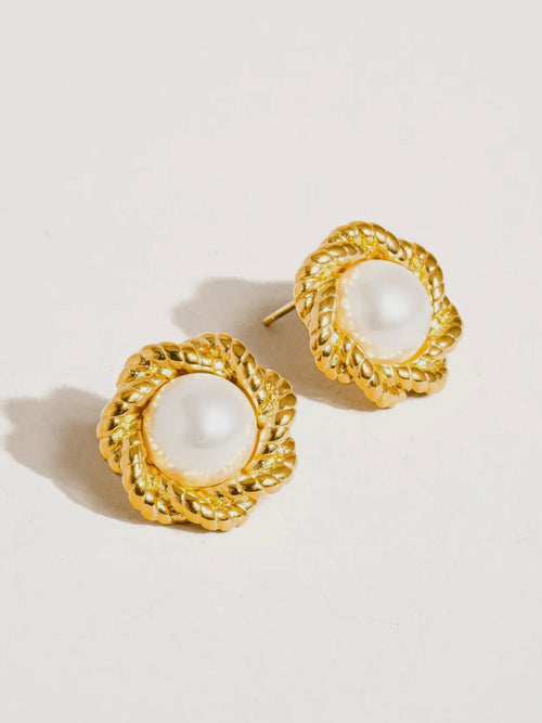 Jeannette Pearl Floral Studs