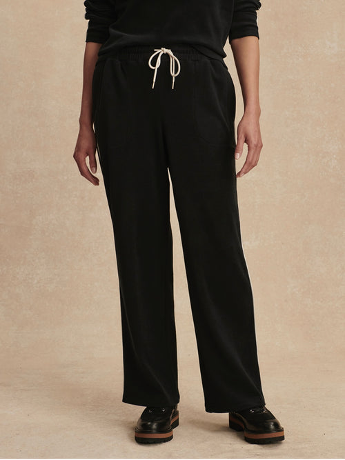 Brushed Rib Straight Leg Pant 28 in Black & Snow White