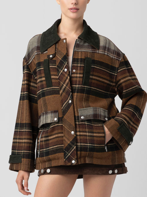 Situationship Jacket in Mixed Plaid