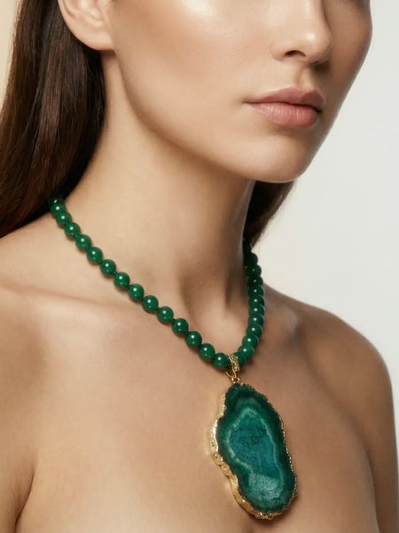 Green Agate Statement Necklace