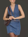 Braided Trim Denim Vest in Highside Wash