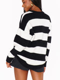 Hometown Tunic Sweater in Black White Stripe Knit