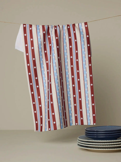 Blue Skies Stripes Tea Towel