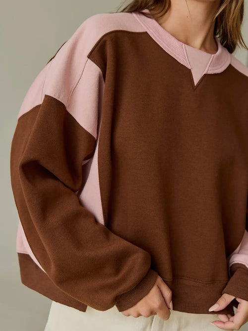 Go Glen Cocoa Sweatshirt in Brown & Pink