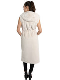 Tish Faux Fur Long Vest in Beige