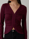 Cinched & Serious Top in Maroon