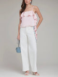 Satin Asymmetrical Cami in Baby Pink