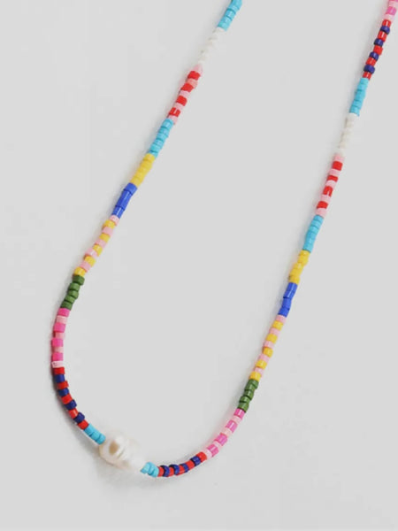 Colorful Beaded & Pearl Necklace