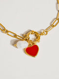 Eulalie Heart Pearl Chain Bracelet