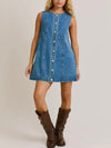 Denim Does It Mini Dress in Mid Blue