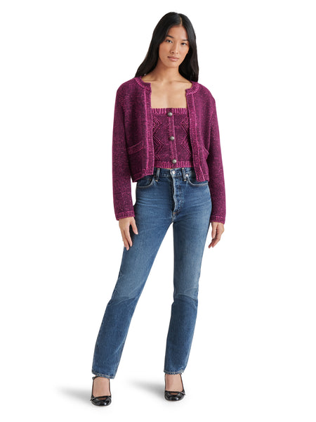 Emelia Sweater Jacket in Aubergine