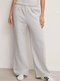 Brushed Fleece Wide Leg Pant in Heather Grey