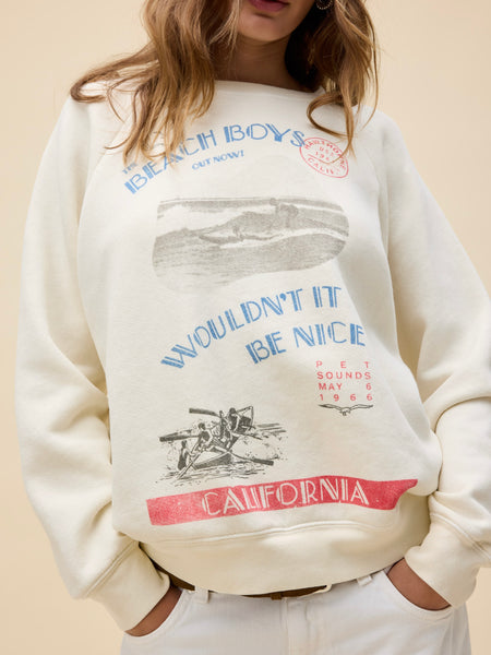 The Beach Boys Wouldn't It Be Nice Vintage Raglan Sweatshirt in Stone Vintage