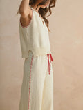 Take Me Out Stitch Tank in Ivory & Red